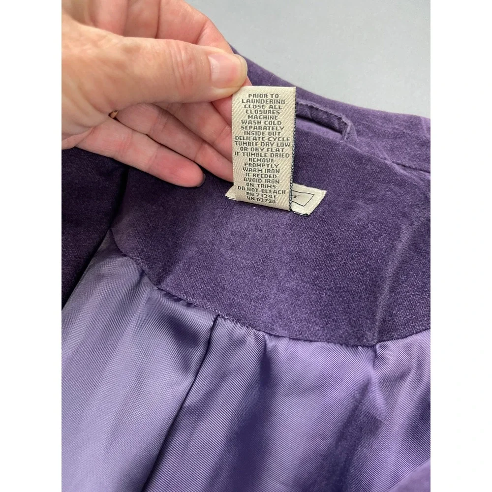 LL Bean Purple Corduroy Blazer Jacket Womens 16‎ Regular Cotton Spandex 3 Button